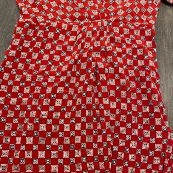 Sandro Red Geometric Print Silk Mini Dress Size 4 - Picture 8 of 15